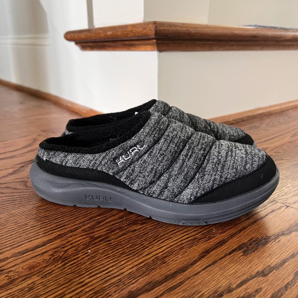 Kuru Loft Womens Gray Heathered‎ Quilted Puffer Slippers Arch Support Mules 8.5